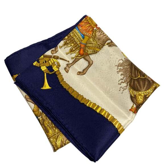 HERMES Blue Silk Scarf - Picture 2 of 8